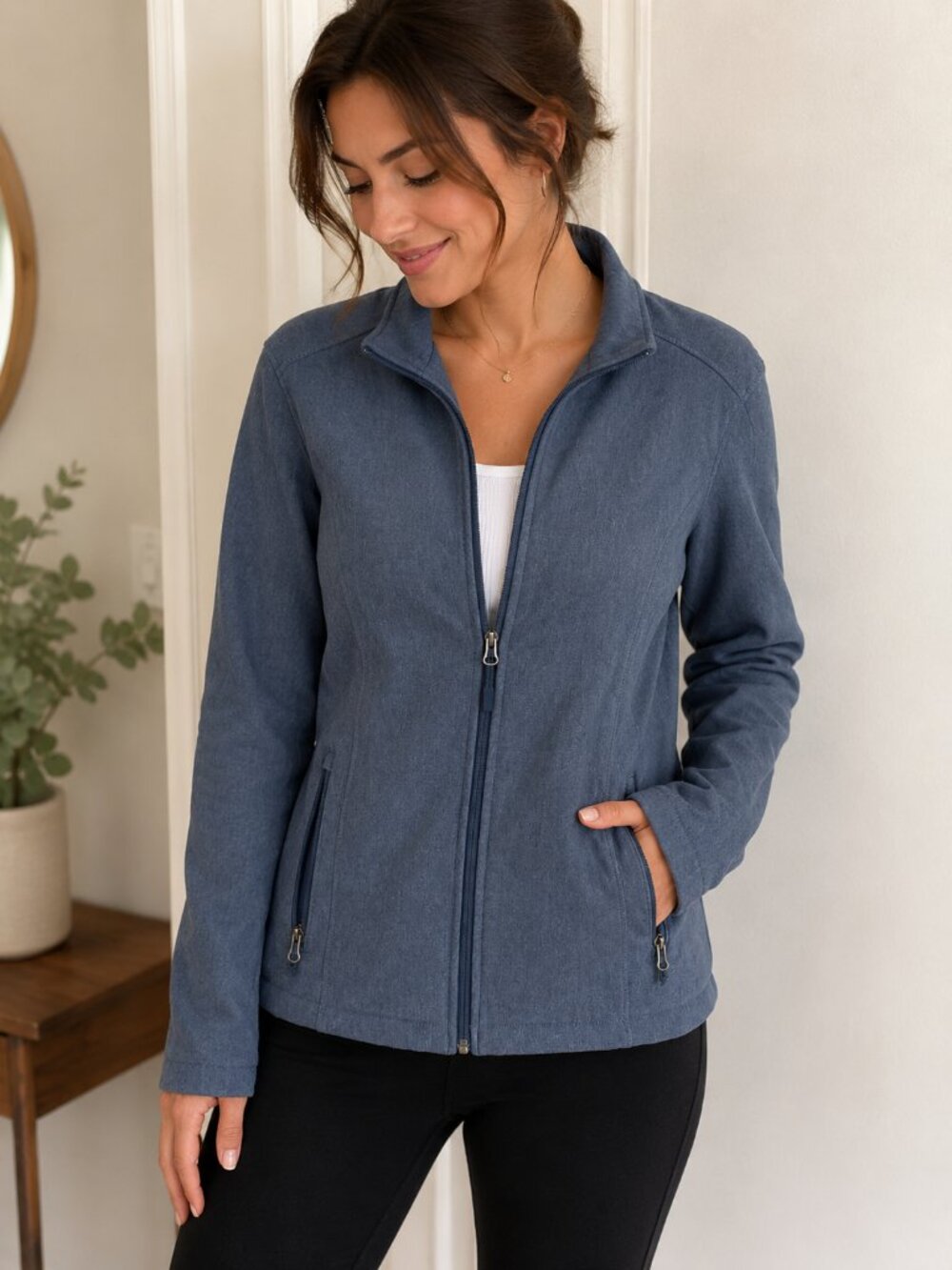 Port Authority Ladies Soft Shell Jacket Large Gray Full Zip Wind Resistant Coat